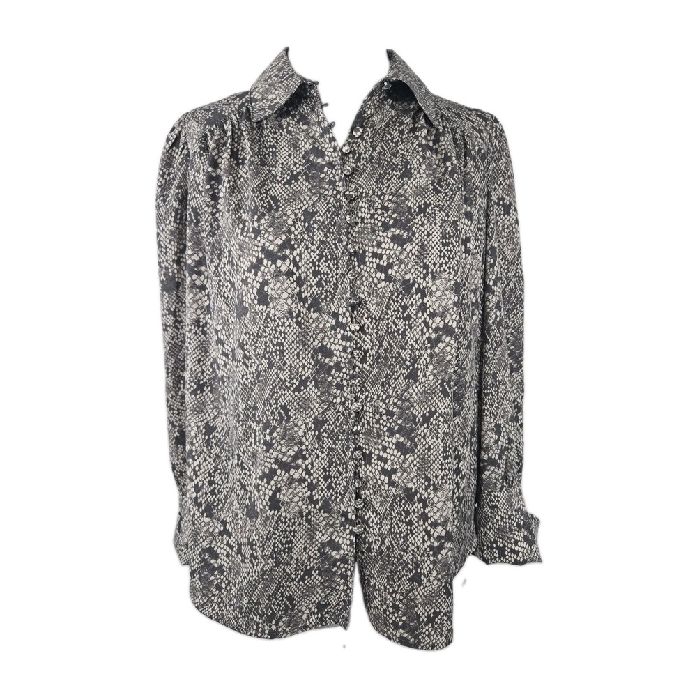 Philosophy Republic‎ Small Gray Snake Button Up HI-Low Oversized Blouse Small